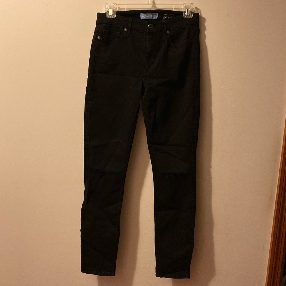 7 for all mankind
B(AIR) Denim Ankle Skinny With Destroy Pants in Black